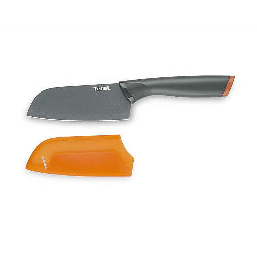 Кухонный нож Сантока Tefal Fresh Kitchen, 12см, с чехлом, нержавеющая сталь, пластик, серый