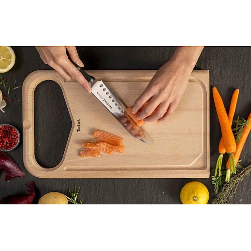 Кухонний ніж Сантоку Tefal Ice Force, 18см, нержавіюча сталь, пластик, чорний