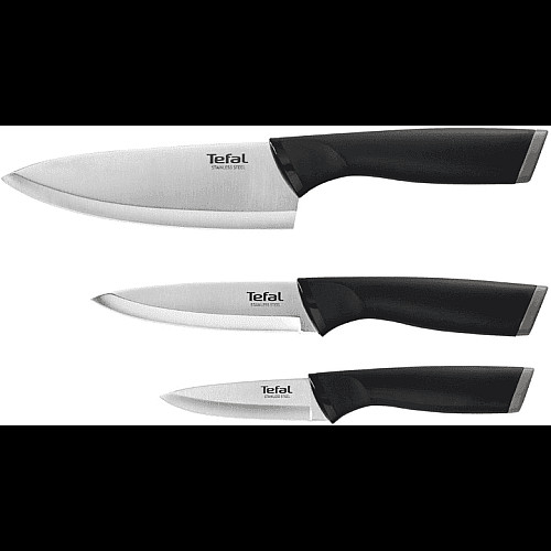 Набор ножей Tefal Comfort, 3шт, нержавеющая сталь, пластик, черный