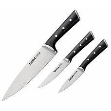 Набір ножів Tefal Ice Force, 3шт, нержавіюча сталь, пластик, чорний