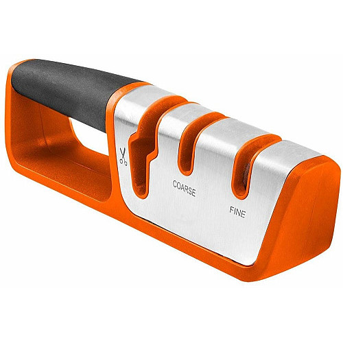 Точилка для ножей и ножниц Neo Tools, 54х195х38мм, 2 этапа заточки, карбид вольфрама и керамика, ABS-пластик и TPR резина