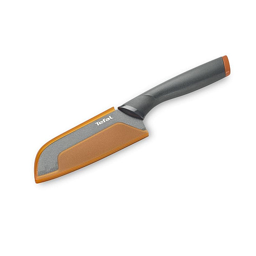 Кухонный нож Сантока Tefal Fresh Kitchen, 12см, с чехлом, нержавеющая сталь, пластик, серый