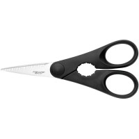 Ножиці кухонні Fiskars Essential, з відкривачкою для пляшок, 20см, нержавіюча сталь, пластик, чорний