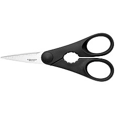 Ножиці кухонні Fiskars Essential, з відкривачкою для пляшок, 20см, нержавіюча сталь, пластик, чорний
