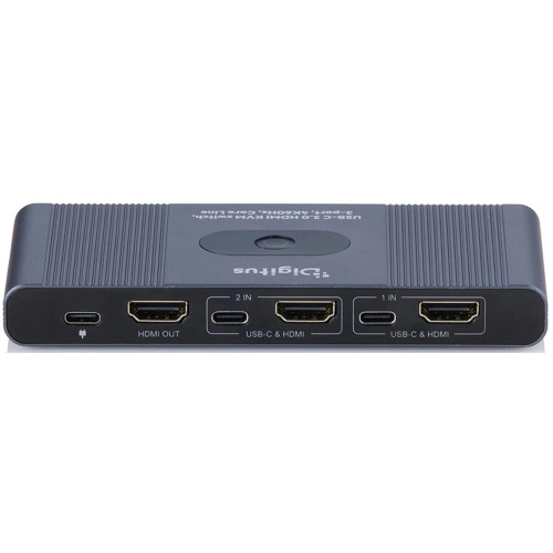 Комутатор DIGITUS Desktop KVM, 2x1 HDMI, 3xUSB 3.0, 1xUSB-C, 4K, Core Line