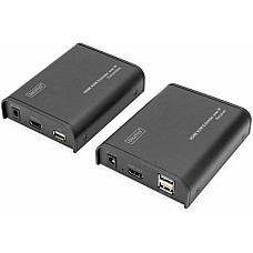 Подовжувач DIGITUS HDMI KVM по IP, комплект, Full HD, 1080p, через мережевий кабель (Cat 5, 5E, 6), 120м