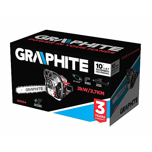 Пила цепная бензиновая GRAPHITE 40/45см 2кВт/2.7л.с. 52см3 5.53кг
