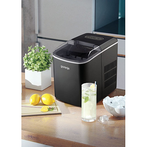 Льодогенератор побутовий Gorenje, 12кг/добу, 2.2л, дисплей, чорний