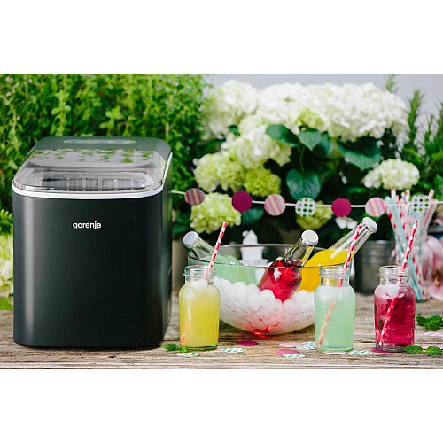 Льодогенератор побутовий Gorenje, 12кг/добу, 2.2л, дисплей, чорний