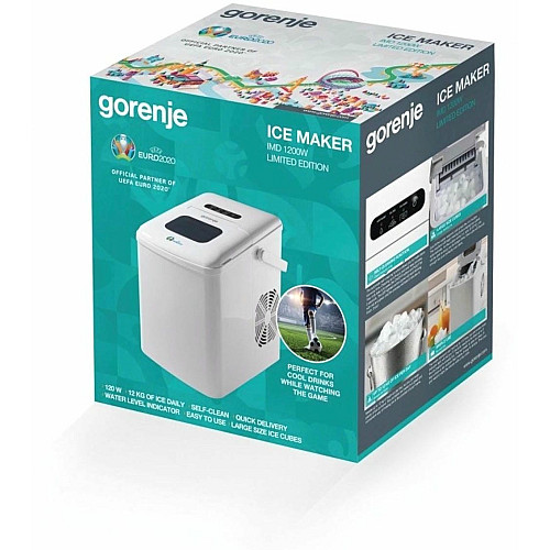 Льодогенератор побутовий Gorenje, 12кг/добу, 1.8л, дисплей, білий