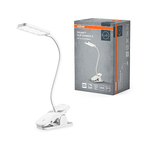 Лампа настільна з акумулятором OSRAM Panan Clip 5.2Вт 4000К 1000мАг USB-A білий