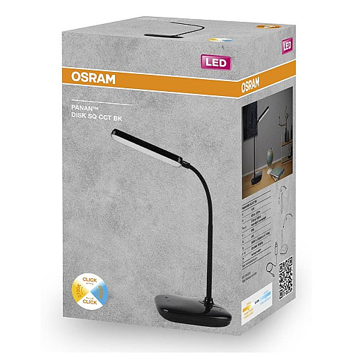 Лампа настольная OSRAM Panan DISK SQ 12W 3000К 4000К 6500К с димером, черный