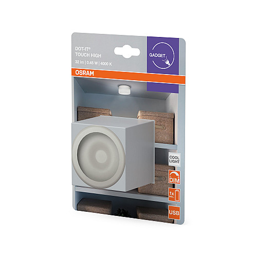 Cвітильник нічник з акумулятором OSRAM DOT-IT TOUCH SLIM 0.45Вт 4000К 30Лм 500мА•год димується USB-A > microUSB білий