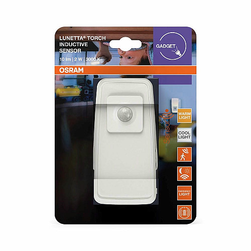 Светильник ночник с аккумулятором OSRAM LUNETTA TORCH INDUCTIVE 2Вт 3000К 10лм 250мА•ч датчик движения фонарик белый