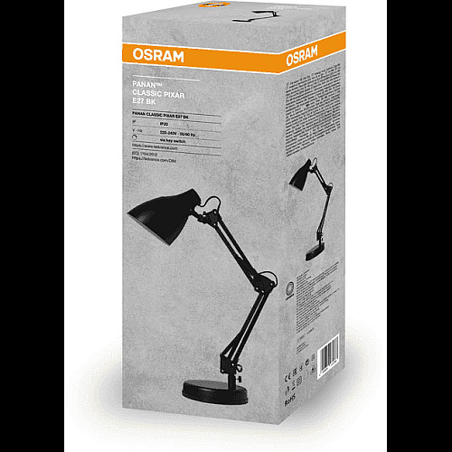 Лампа настольная OSRAM Panan CLASSIC PIXAR E27, черный
