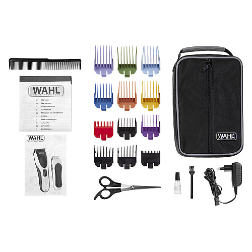 Набір для стрижки WAHL Color Pro Cordless, мережа+акум., тример,гребінець,ножиці, сталь, синій