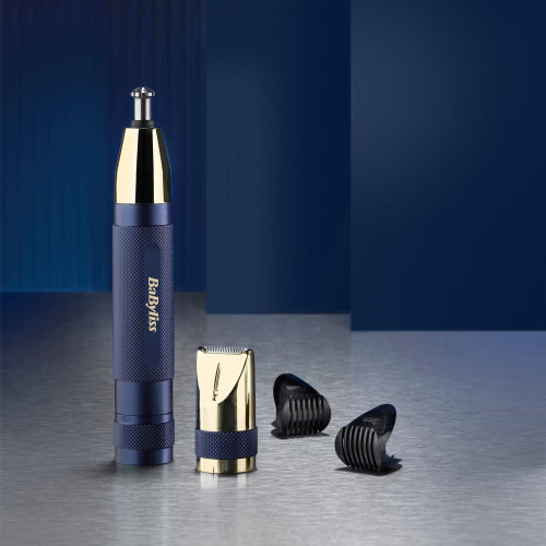 Тример Babyliss Diamond Precision, для брів, вусів, носа та вух, 1хАА, насадок-3, чохол, сталь, синій