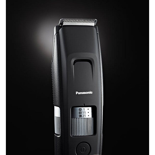 Триммер Panasonic, для бороды и усов, сеть+акум., насадок-4, сталь, черный