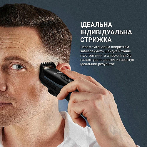 Машинка для стрижки Rowenta Advancer, для бороды, усов, головы, сеть+акум., роторный мотор, насадок-3, кейс, титан.напыл., темно-синий