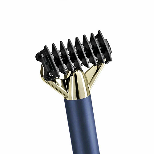 Триммер Babyliss X-Blade Super-X Metal, для усов и бороды, акум., насадок-4, кейс, подставка, сталь, синий