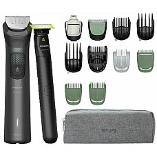 Тример Philips Series 9000, для обличчя, голови, тіла, акум., насадок-15, OneBlade в компл., сталь, сірий