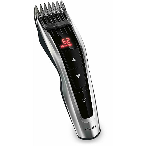 Машинка для стрижения Philips Series 9000, акум., роторный мотор, насадок-3, кейс, сталь, черно-серый