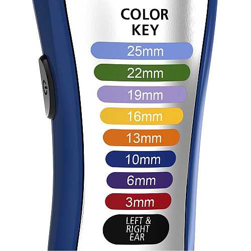 Машинка для стрижки Wahl Color Pro Lithium, мережа+акум., вібраційний мотор, насадок-10, кейс, масло та ножиці у компл., сталь, біло-синій