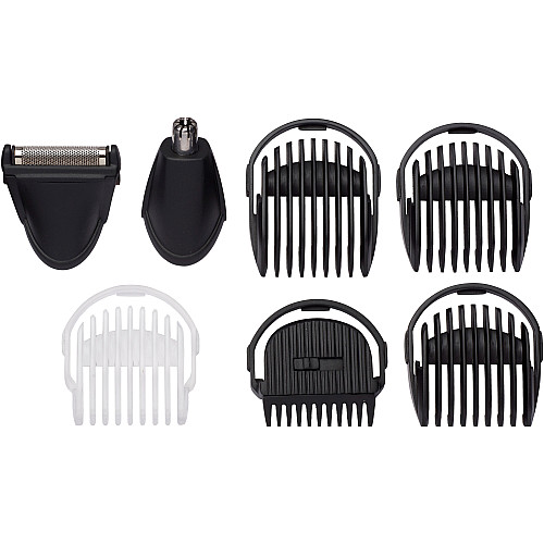 Набір для стрижки Babyliss, для бороди, вусів, голови, носа і тіла, акум., вібраційний мотор, насадок-8, чохол, сталь, сірий