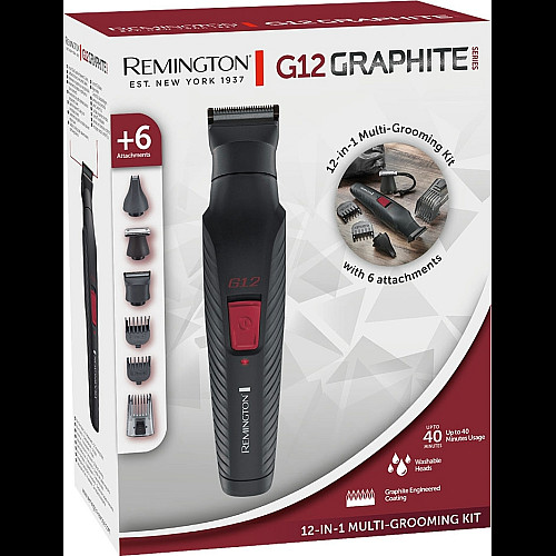 Набір для стрижки Remington Graphite, для голови, вусів, бороди,носа і тіла, акум., насадок-6, чорний
