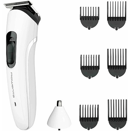 Триммер Rowenta Trim&Style, для бороды, носа, усов и головы, сеть+акум., насадок-7, сталь, белый