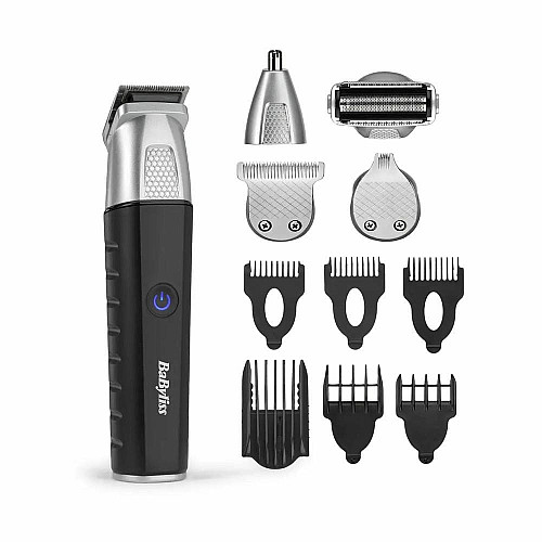 Набор для стрижки Babyliss Lithium Power, для бороды, усов, головы, носа и тела, акум., вибрационный мотор, насадок-10, сталь, черный