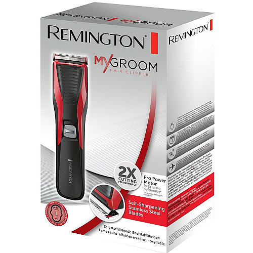 Машинка для стрижки Remington My Groom, від мережі, роторний мотор, насадок-1, сталь, червоно-чорний
