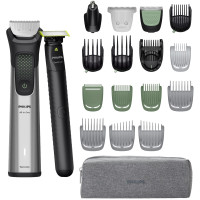 Тример Philips Series 9000, для бороди, голови та тіла, насадок-15, OneBlade в компл., сталь, сірий