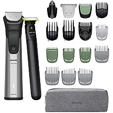 Тример Philips Series 9000, для бороди, голови та тіла, насадок-15, OneBlade в компл., сталь, сірий