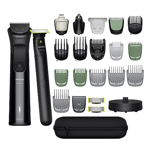 Тример Philips Series 9000, для обличчя, голови, тіла, акум., насадок-25, сталь, чорний