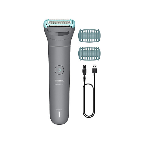 Тример Philips Series 3000, для тіла, акум., насадок-2, сталь, сірий