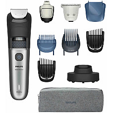 Тример Philips Series 7000, для бороди і вусів, акум., сталь, чорно-сріблястий