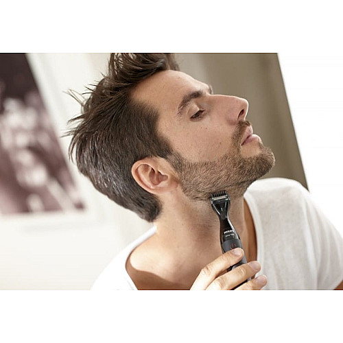 Тример Philips Multigroom series 1000, для бороди і вусів, 1хАА, насадок-4, сталь, чорний