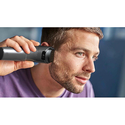 Машинка для стрижки Philips Series 3000, от сети, роторный мотор, насадок-2, сталь, черный