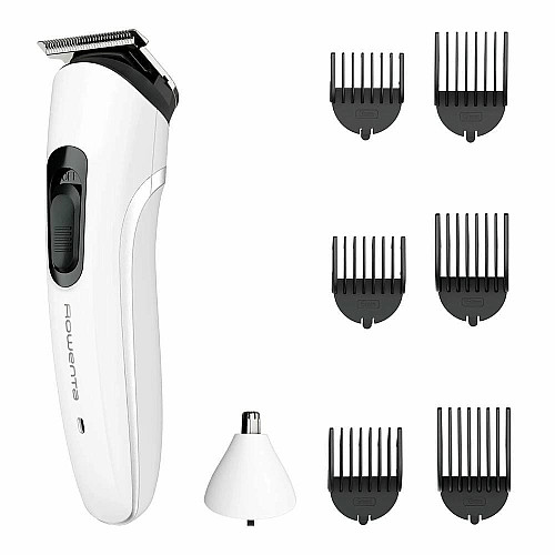 Триммер Rowenta Trim&Style, для бороды, носа, усов и головы, сеть+акум., насадок-7, сталь, белый
