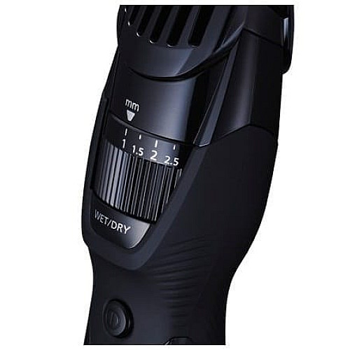 Триммер Panasonic, для бороды, усов, окантовки, акум., роторный мотор, насадок-1, сталь, черный.