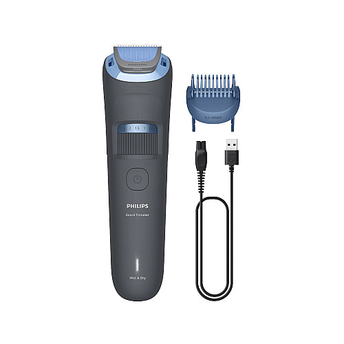 Тример Philips Series 3000, для бороди і вусів, акум., сталь, синій