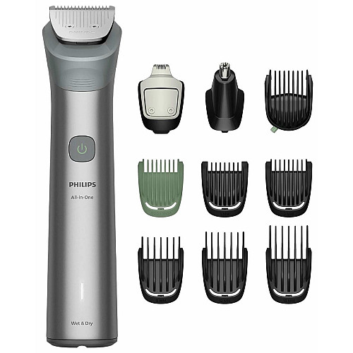 Тример Philips Series 5000, для бороди, голови та тіла, насадок-10, сталь, сірий