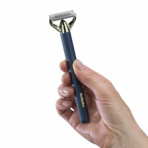 Триммер Babyliss X-Blade Super-X Metal, для усов и бороды, акум., насадок-4, кейс, подставка, сталь, синий