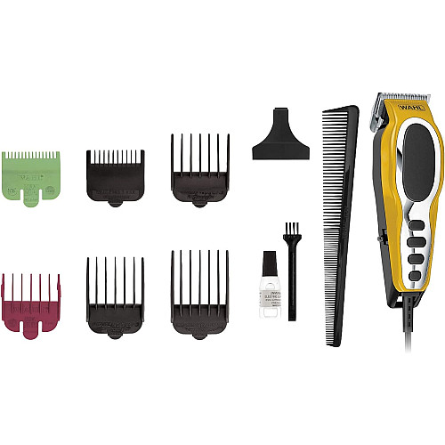 Машинка для стрижки Wahl Close Cut Pro Clipper, від мережі, вібраційний мотор, насадок-6, кейс, сталь, жовтий