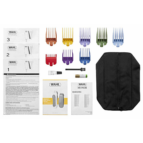 Машинка для стрижки WAHL ColorPro Combo, от сети, вибрационный мотор, насадок-8, кейс, мини триммер в компл., сталь, бело-синий