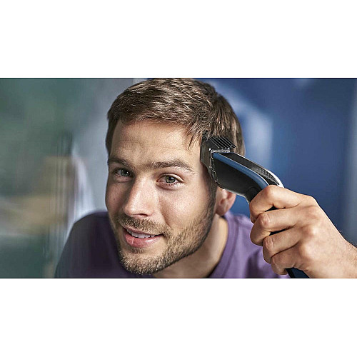 Машинка для стрижения Philips Series 5000, акум., роторный мотор, насадок-3, сталь, черно-синий