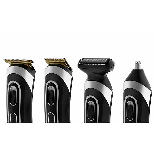 Триммер Rowenta Trim & Style, для бороды, усов, головы и тела, сеть+акум., роторный мотор, насадок-11, чехол, титан.напыл., черно-серебристый