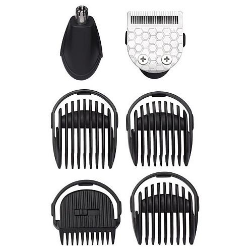Набір для стрижки Babyliss, для бороди, вусів, голови і носа, акум., вібраційний мотор, насадок-6, сталь, чорний