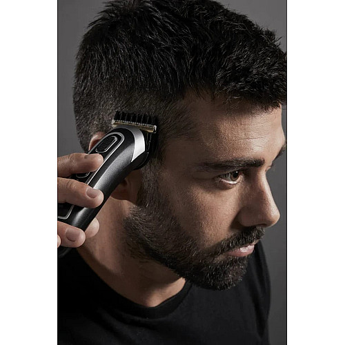 Триммер Rowenta Trim & Style, для бороды, усов, головы и тела, сеть+акум., роторный мотор, насадок-11, чехол, титан.напыл., черно-серебристый